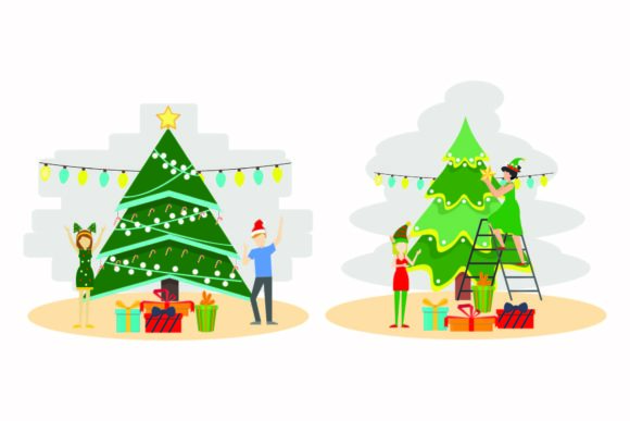 Christmas Festive Tree Illustration Set: Graphics Review