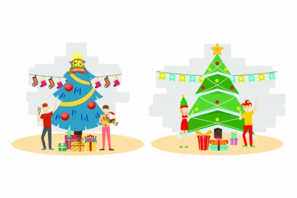 Christmas Party Tree Illustration Set: Graphics Review