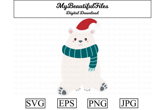 Christmas Polar Bear Clipart Design: Graphics & Illustrations