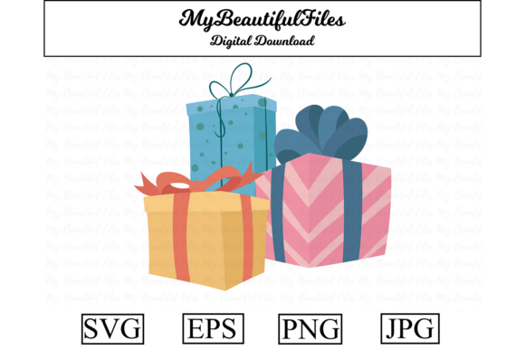 Christmas Presents Clipart Design: Graphics & Illustrations