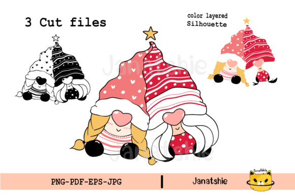 Cute Gnome Couple Christmas Graphics & Illustrations