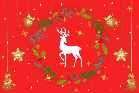 Merry Christmas Deer Vector: Graphics & Illustrations Review